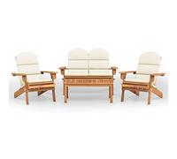 Eleganz Adirondack Salon de jardin 4 pièces en bois d'acacia massif - Meubles d'extérieur durables et résistants aux intempéries pour terrasse, jardin ou balcon - Naturel et facile d'entretien