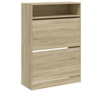 Eleganz Armoire à chaussures à 2 abattants en bois de chêne Sonoma, 80 x 34 x 116 cm, peu encombrante et durable, idéale pour les petits appartements et les familles