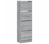 Eleganz Armoire à chaussures à 4 abattants gris Sonoma 60 x 34 x 187,5 cm - Matériau bois peu encombrant et durable, idéal pour les petits appartements et les familles