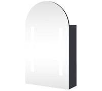 Eleganz Armoire à miroir avec éclairage pour salle de bain - Design bombé - Gris - 42 x 13 x 70 cm - Bois avec revêtement en mélamine et verre - Espace de rangement moderne