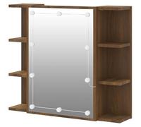 Eleganz Armoire à miroir avec ensemble de meubles de salle de bain marron aspect chêne 70 x 16,5 x 60 cm - Matériau bois moderne et acrylique pour salle de bain élégante