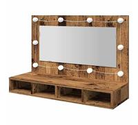 Eleganz Armoire à miroir en bois recyclé 90 x 31,5 x 62 cm - Ensemble de meubles de salle de bain en bois et acrylique - Miroir mural moderne avec éclairage pour salle de bain élégante