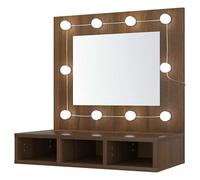 Eleganz Armoire à miroir marron aspect chêne 60 x 31,5 x 62 cm - Ensemble de meubles de salle de bain en bois et acrylique - Moderne et optimisé pour l'espace de rangement