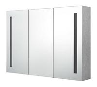 Eleganz Armoire à miroir pour salle de bain - Gris béton - 89 x 14 x 62 cm - MDF avec revêtement mélamine et miroir en verre - Espace de rangement moderne pour petites salles de bain