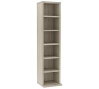 Eleganz Armoire CD, chêne Sonoma, 21 x 20 x 88 cm, en matériau dérivé du bois, système d'étagères pour salon et bureau, meuble de rangement stable pour CD et médias