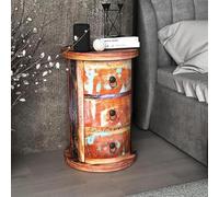 Eleganz Armoire d'appoint avec 3 tiroirs en bois recyclé massif - Ensemble de meubles de salon durables et élégants pour les petits espaces - Design rustique avec tiroirs pratiques