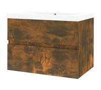 Eleganz Armoire de lavabo avec bac encastrable en bois de chêne fumé - Ensemble de meubles de salle de bain pour salle de bain moderne, durable et élégant