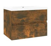 Eleganz Armoire de lavabo avec bac encastrable en bois de chêne fumé - Ensemble de meubles de salle de bain pour salle de bain moderne - Espace de rangement et durabilité