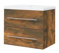 Eleganz Armoire de lavabo avec bac encastrable en bois de chêne fumé - Ensemble de meubles de salle de bain pour salle de bain moderne, durable et élégant