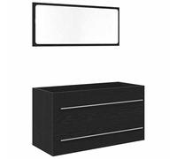 Eleganz Armoire de lavabo avec miroir - Chêne noir - 90 x 45 x 1,5 cm - En bois - Armoire pour salle de bain et WC d'invités - Élégante et peu encombrante