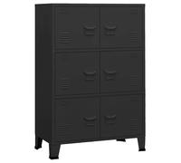 Eleganz Armoire de rangement industrielle - Noir - 75 x 40 x 115 cm - En métal - Coffre de rangement stable pour garage, atelier et entrepôt - Étagère en métal robuste avec une grande capacité de