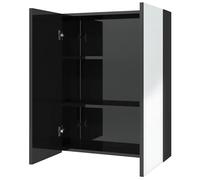 Eleganz Armoire de salle de bain à miroir, 60 x 15 x 75 cm, pour salle de bain moderne, en MDF, avec surface mélamine et verre, design élégant en noir brillant, peu encombrante et durable