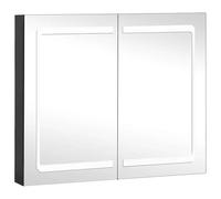 Eleganz Armoire de salle de bain à miroir - 80 x 12,2 x 68 cm - Moderne - En MDF et résine mélaminée - Verre - Miroir éclairé pour une lumière optimale - Espace de rangement pour accessoires de salle