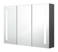 Eleganz Armoire de salle de bain à miroir, 89 x 14 x 62 cm, grise, moderne, avec revêtement en MDF et revêtement en mélamine, miroir en verre, peu encombrante et élégante pour les petites salles de