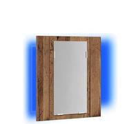 Eleganz Armoire de salle de bain à miroir aspect bois vieilli 40 x 12 x 45 cm - Ensemble de meubles de salle de bain en bois et acrylique - Miroir de salle de bain moderne avec éclairage - Peu