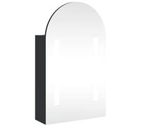 Eleganz Armoire de salle de bain à miroir avec éclairage - Arquée - Noire - 42 x 13 x 70 cm - Armoire de salle de bain moderne en bois avec revêtement en mélamine et verre - Optimisation de l'espace