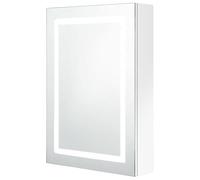 Eleganz Armoire de salle de bain à miroir - Blanc - 50 x 13 x 70 cm - MDF avec revêtement en résine mélamine et verre - Armoire de salle de bain moderne avec éclairage - Peu encombrante et élégante