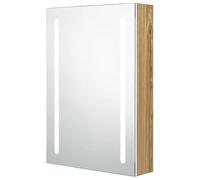 Eleganz Armoire de salle de bain à miroir - Blanc et aspect chêne - 50 x 13 x 70 cm - Armoire de salle de bain moderne avec éclairage - Armoire à miroir avec lumière - Rangement pratique et design