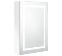 Eleganz Armoire de salle de bain à miroir, blanche, 50 x 13 x 70 cm, armoire moderne en MDF avec revêtement en résine mélamine et verre, espace de rangement pour salle de bain, penderie avec éclairage
