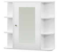 Eleganz Armoire de salle de bain à miroir, blanche, 66 x 17 x 63 cm, en MDF, avec surface mélamine et verre, armoire de salle de bain moderne, avec miroir, pour salle de bain élégante