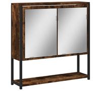 Eleganz Armoire de salle de bain à miroir, chêne fumé, 60 x 16 x 60 cm, ensemble de meubles de salle de bain en matériau dérivé du bois, avec acier revêtu par pulvérisation et verre, élégant et peu