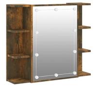 Eleganz Armoire de salle de bain à miroir chêne fumé 70 x 16,5 x 60 cm - Ensemble de meubles de salle de bain en bois et acrylique - Moderne et peu encombrant