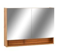 Eleganz Armoire de salle de bain à miroir en chêne 80 cm - MDF avec surface mélamine et verre - Armoire de salle de bain moderne avec éclairage - Espace de rangement pour lavabo