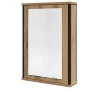 Eleganz Armoire de salle de bain à miroir, en chêne artisanal, 42 x 12 x 60 cm, en matériau dérivé du bois, avec acier revêtu par pulvérisation et verre, ensemble de meubles de salle de bain élégant