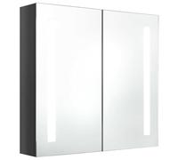 Eleganz Armoire de salle de bain à miroir - Gris brillant - 62 x 14 x 60 cm - MDF avec revêtement en résine mélamine et verre - Armoire de salle de bain moderne avec éclairage - Peu encombrante et