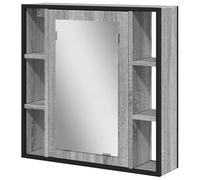 Eleganz Armoire de salle de bain à miroir, gris Sonoma, 60 x 16 x 60 cm, ensemble de meubles de salle de bain, en matériau dérivé, en acier revêtu par pulvérisation, miroir mural moderne avec espace