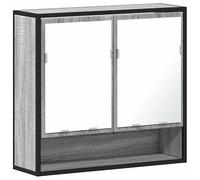 Eleganz Armoire de salle de bain à miroir - Gris - Sonoma - 65 x 20 x 60 cm - Armoire de salle de bain moderne en bois et métal - Ensemble de meubles élégant pour salle de bain avec miroir - Peu