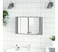 Eleganz Armoire de salle de bain à miroir gris Sonoma 80 x 12 x 45 cm - Ensemble de meubles de salle de bain en bois et acrylique - Moderne et peu encombrant - Pour petites salles de bain