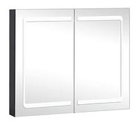 Eleganz Armoire de salle de bain à miroir LED - 80 x 12,2 x 68 cm - Armoire moderne en MDF avec revêtement en résine mélamine et verre pour salle de bain élégante