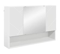 Eleganz Armoire de salle de bain à miroir montée au mur, blanche, 80 x 17 x 55 cm, meuble de salle de bain en matériau dérivé du bois, peu encombrante et moderne, pour petites salles de bains