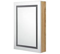 Eleganz Armoire de salle de bain avec miroir, blanc/chêne, 50 x 13 x 70 cm, moderne, avec éclairage, en MDF avec revêtement en résine de mélamine et verre, solution de rangement