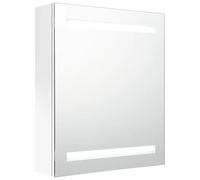Eleganz Armoire de salle de bain avec miroir, blanche, 50 x 14 x 60 cm, moderne, avec éclairage, en MDF avec revêtement en résine mélamine et verre, espace de rangement pour lavabo, petites pièces