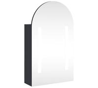 Eleganz Armoire de salle de bain avec miroir - Design bombé - Gris - 42 x 13 x 70 cm - En bois avec revêtement en mélamine et verre - Espace de rangement moderne avec éclairage économe en énergie