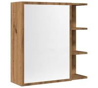 Eleganz Armoire de salle de bain avec miroir, en bois et verre, moderne, chêne artisanal, 62,5 x 20,5 x 64 cm, solution de rangement pour petites salles de bains