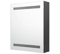 Eleganz Armoire de salle de bain avec miroir - Gris - 50 x 14 x 60 cm - MDF avec revêtement en résine mélamine et verre - Armoire de salle de bain moderne avec éclairage - Espace de rangement pour