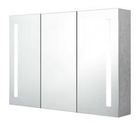 Eleganz Armoire de salle de bain avec miroir, gris béton, 89 x 14 x 62 cm, en MDF avec revêtement en mélamine et miroir en verre, ensemble de meubles de salle de bain élégant pour salle de bain