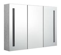 Eleganz Armoire de salle de bain avec miroir, gris béton, 89 x 14 x 62 cm, en MDF avec revêtement mélamine et miroir en verre, armoire de salle de bain moderne, avec éclairage, solution de rangement