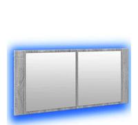 Eleganz Armoire de salle de bain avec miroir, gris Sonoma 100 x 12 x 45 cm, ensemble de meubles de salle de bain, en bois et verre, avec éclairage, armoire à miroir, moderne, pour salle de bain