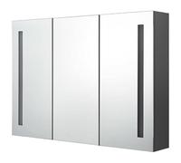 Eleganz Armoire de salle de bain avec miroir, meuble de salle de bain, 89 x 14 x 62 cm, gris, en MDF avec revêtement en mélamine et miroir en verre, espace de rangement moderne pour serviettes et
