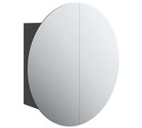 Eleganz Armoire de salle de bain, avec miroir rond et noir, 47 x 47 x 17,5 cm, en bois naturel, moderne, avec PVC et verre, pour petites salles de bains, rangement pratique et design élégant