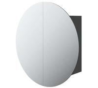 Eleganz Armoire de salle de bain, avec miroir rond, moderne, en bois et verre, 47 x 47 x 17,5 cm, solution de rangement en PVC et cuivre, pour petites salles de bains