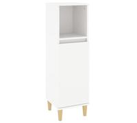 Eleganz Armoire de salle de bain, blanche, 30 x 30 x 100 cm, en bois massif d'eucalyptus, ensemble de meubles de salle de bain élégant pour plus d'espace de rangement et d'organisation