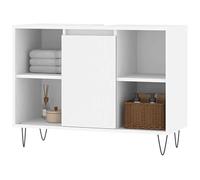 Eleganz Armoire de salle de bain, blanche, 80 x 33 x 60 cm, en bois et fer, ensemble de meubles de salle de bain élégants, grande stabilité, peu encombrant et durable, pour salle de bain moderne