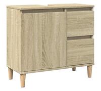 Eleganz Armoire de salle de bain - Chêne Sonoma - 65 x 33 x 60 cm - En bois naturel et bois massif d'eucalyptus - Ensemble de meubles de salle de bain modernes pour une ambiance élégante - Durable et