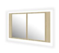 Eleganz Armoire de salle de bain, chêne Sonoma, 80 x 12 x 45 cm, en bois dérivé du bois et acrylique, armoire à miroir moderne, avec éclairage, pour salle de bain, chambre à coucher ou couloir