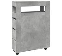 Eleganz Armoire de salle de bain, étroite, à roulettes, pour salon, en bois gris béton, peu encombrante et mobile, idéale pour les petits espaces